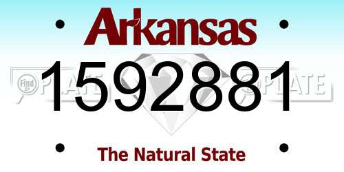 1592881 Arkansas License Plate