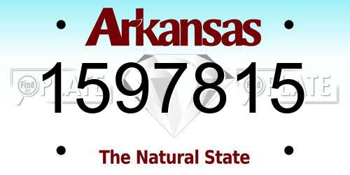 1597815 Arkansas License Plate