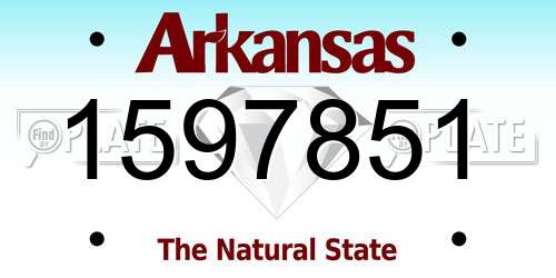 1597851 Arkansas License Plate