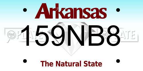 159NB8 Arkansas License Plate