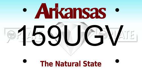 159UGV Arkansas License Plate