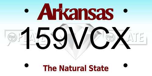 159VCX Arkansas License Plate