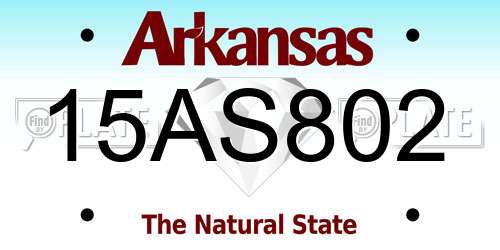 15AS802 Arkansas License Plate