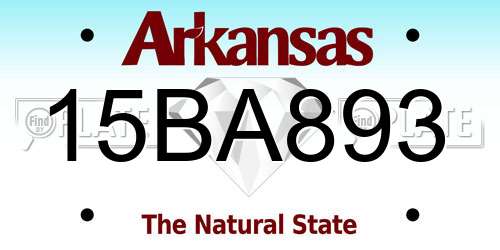 15BA893 Arkansas License Plate