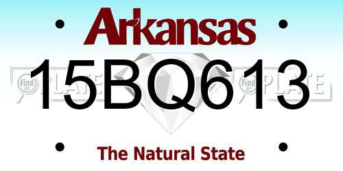 15BQ613 Arkansas License Plate