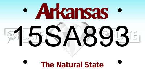 15SA893 Arkansas License Plate