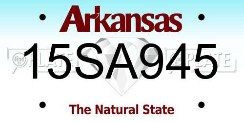15SA945 Arkansas License Plate