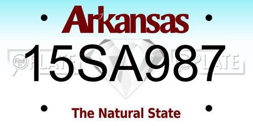 15SA987 Arkansas License Plate