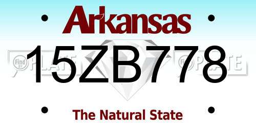 15ZB778 Arkansas License Plate