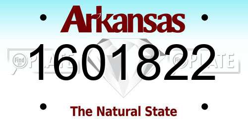 1601822 Arkansas License Plate