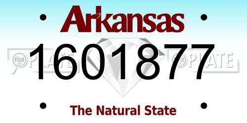 1601877 Arkansas License Plate