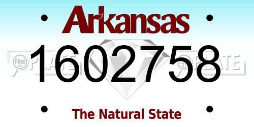 1602758 Arkansas License Plate