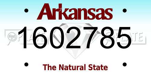 1602785 Arkansas License Plate