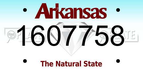 1607758 Arkansas License Plate
