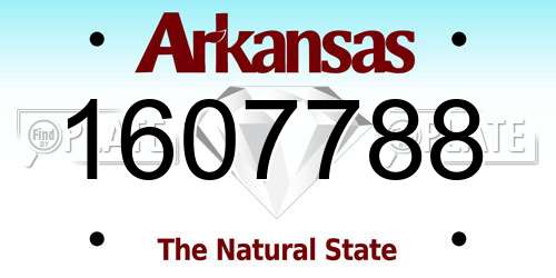 1607788 Arkansas License Plate