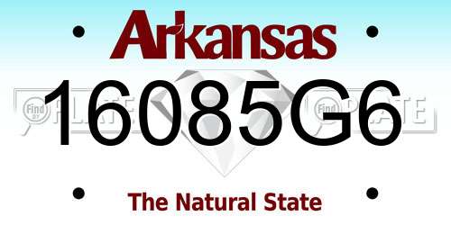 16085G6 Arkansas License Plate