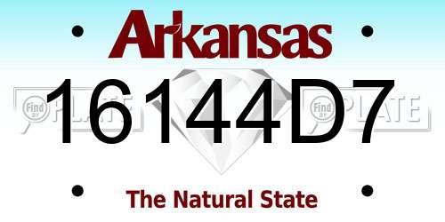 16144D7 Arkansas License Plate