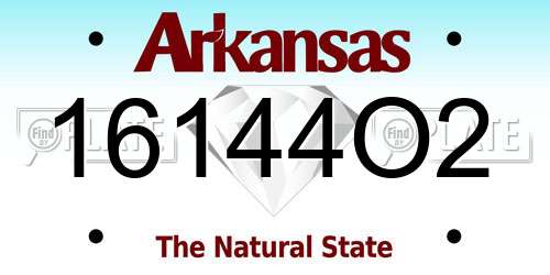 16144O2 Arkansas License Plate