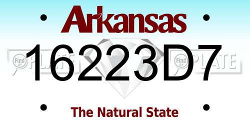 16223D7 Arkansas License Plate