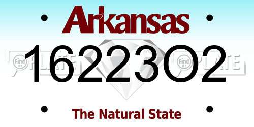 16223O2 Arkansas License Plate