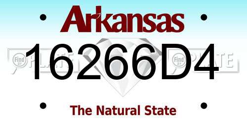 16266D4 Arkansas License Plate