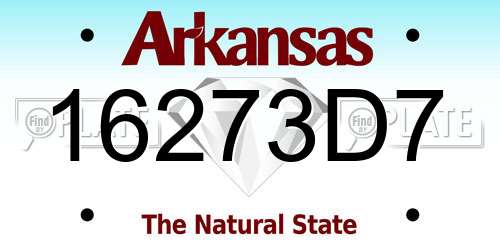 16273D7 Arkansas License Plate
