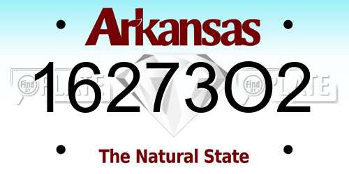 16273O2 Arkansas License Plate