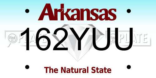 162YUU Arkansas License Plate