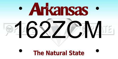 162ZCM Arkansas License Plate
