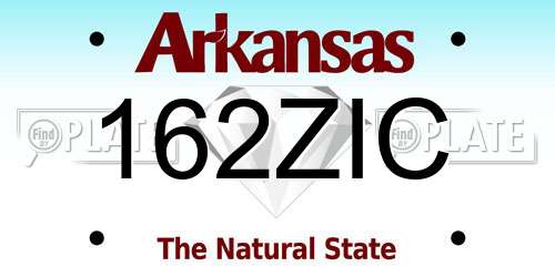 162ZIC Arkansas License Plate