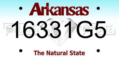 16331G5 Arkansas License Plate
