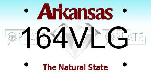 164VLG Arkansas License Plate