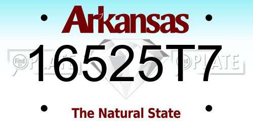 16525T7 Arkansas License Plate