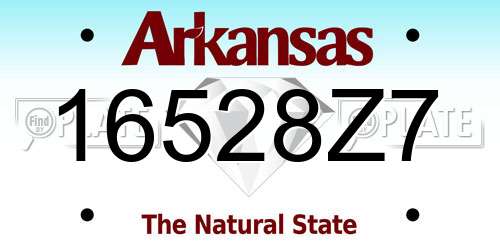 16528Z7 Arkansas License Plate