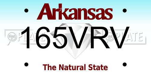 165VRV Arkansas License Plate