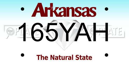 165YAH Arkansas License Plate
