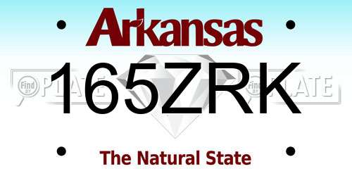 165ZRK Arkansas License Plate