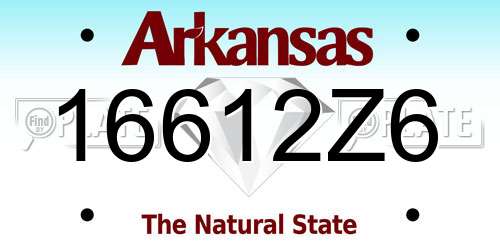 16612Z6 Arkansas License Plate