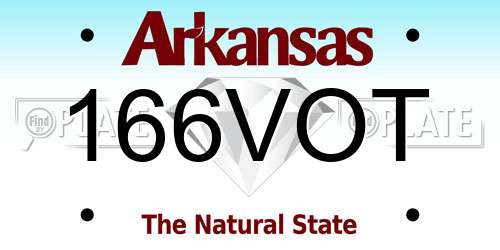 166VOT Arkansas License Plate