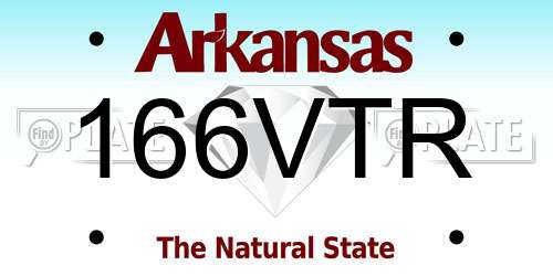 166VTR Arkansas License Plate