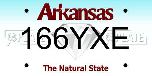 166YXE Arkansas License Plate