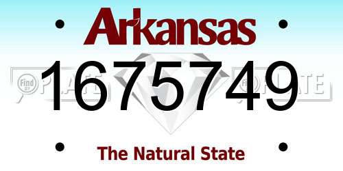 1675749 Arkansas License Plate