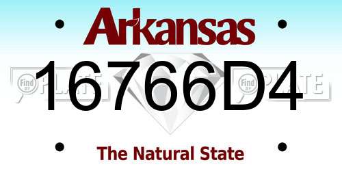 16766D4 Arkansas License Plate
