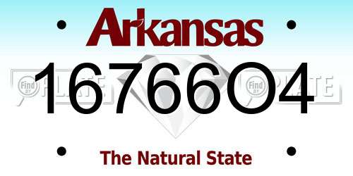 16766O4 Arkansas License Plate