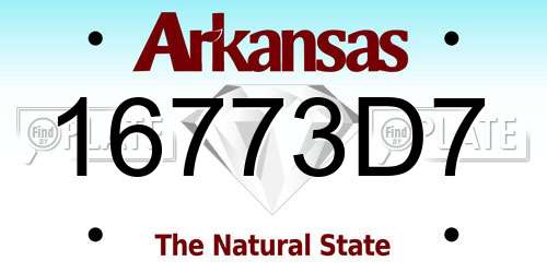 16773D7 Arkansas License Plate
