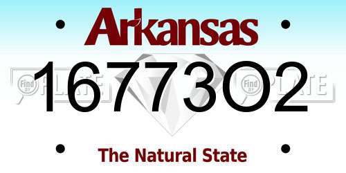 16773O2 Arkansas License Plate