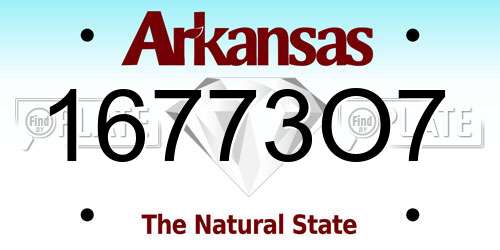 16773O7 Arkansas License Plate