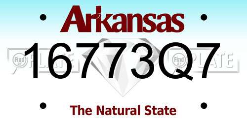 16773Q7 Arkansas License Plate