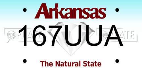 167UUA Arkansas License Plate
