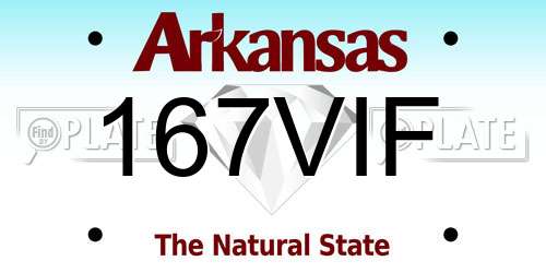 167VIF Arkansas License Plate